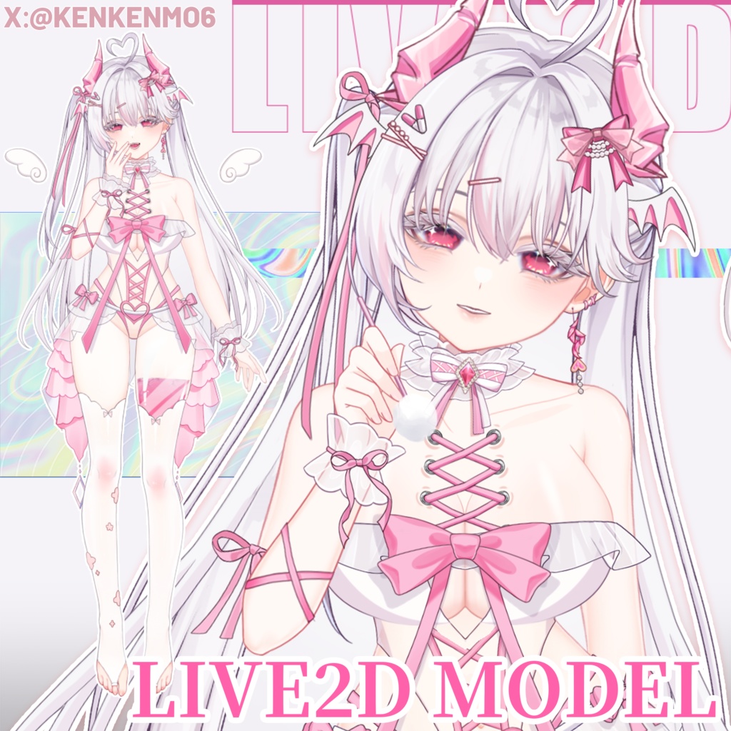 【live2dモデル】ピンクと白の魅魔/【Live2D Model】Succubus Momo