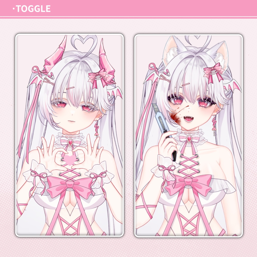 【live2dモデル】ピンクと白の魅魔/【Live2D Model】Succubus Momo