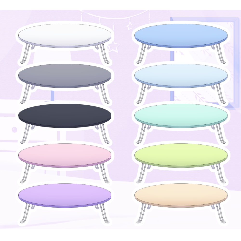 【イラスト素材】配信用丸机セット【vtuber向け】