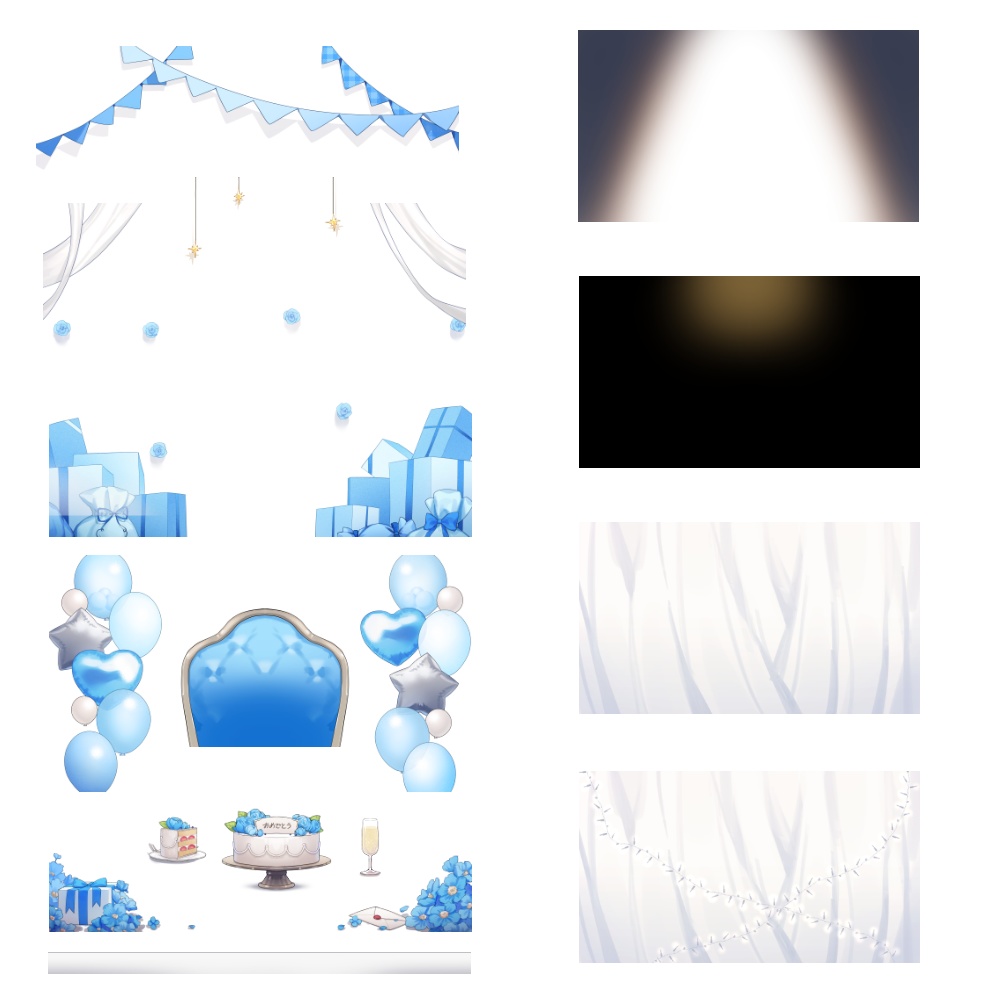 【背景素材】誕生日&記念日セット【水色】