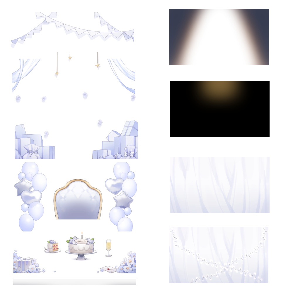 【背景素材】誕生日&記念日セット【白色】