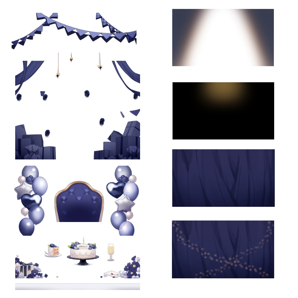 【背景素材】誕生日&記念日セット【黒色】