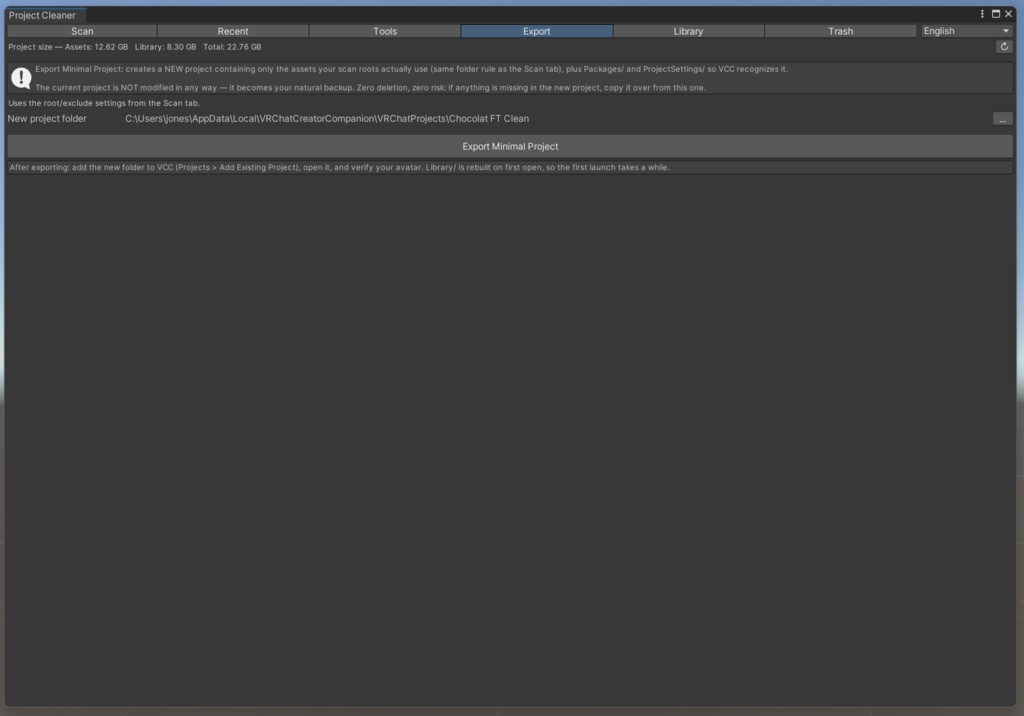 Unity Project Cleaner — 未使用アセット掃除&プロジェクト軽量化【VRChat/多言語対応】