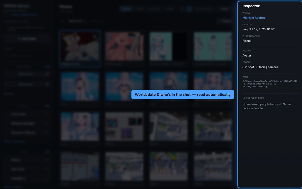 VRChat Photo Library Manager — AIで写真を自動整理 / AI-powered VRChat photo organizer