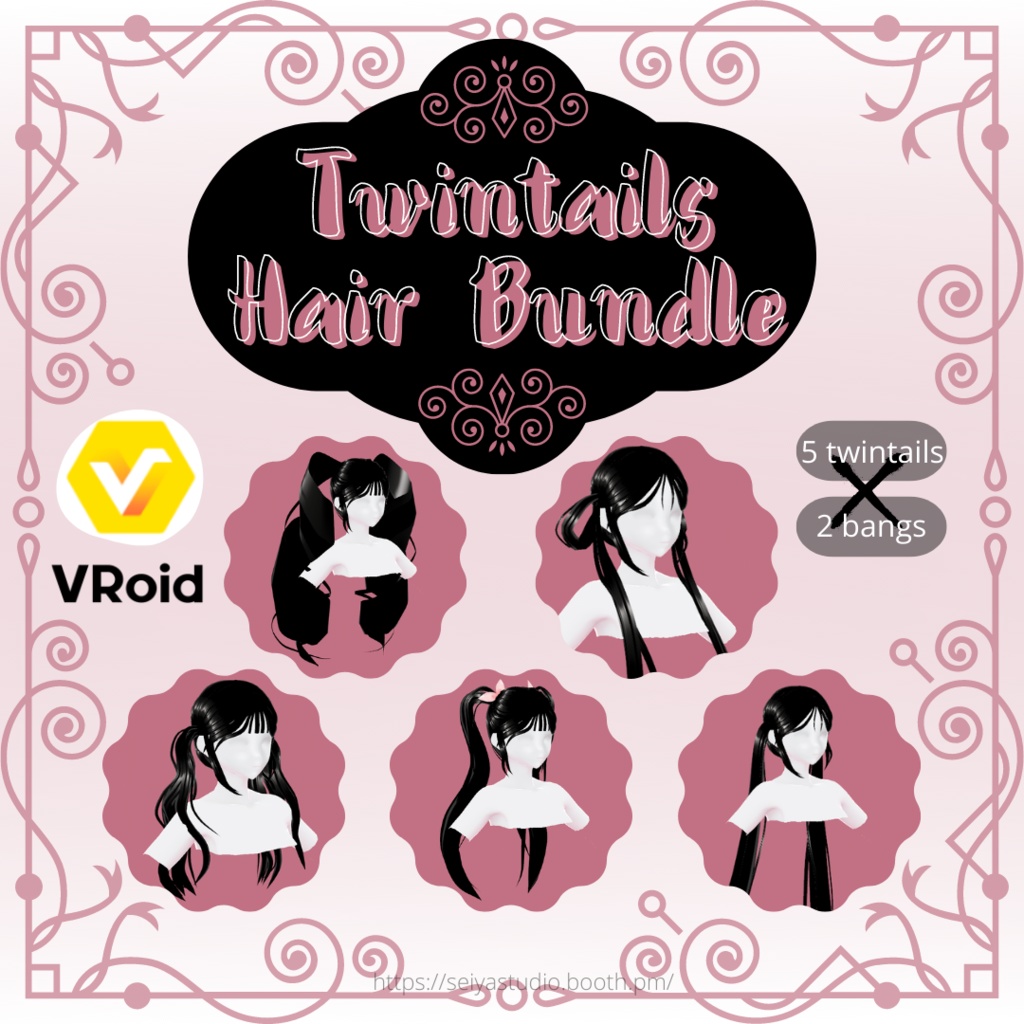 【VRoid】Twintail Hair Bundle
