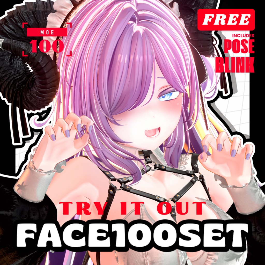 💟10.23更新【 FREE - 無料 】✦✦ Moe100FACE⁺POSE⁺まばたきアニメーション