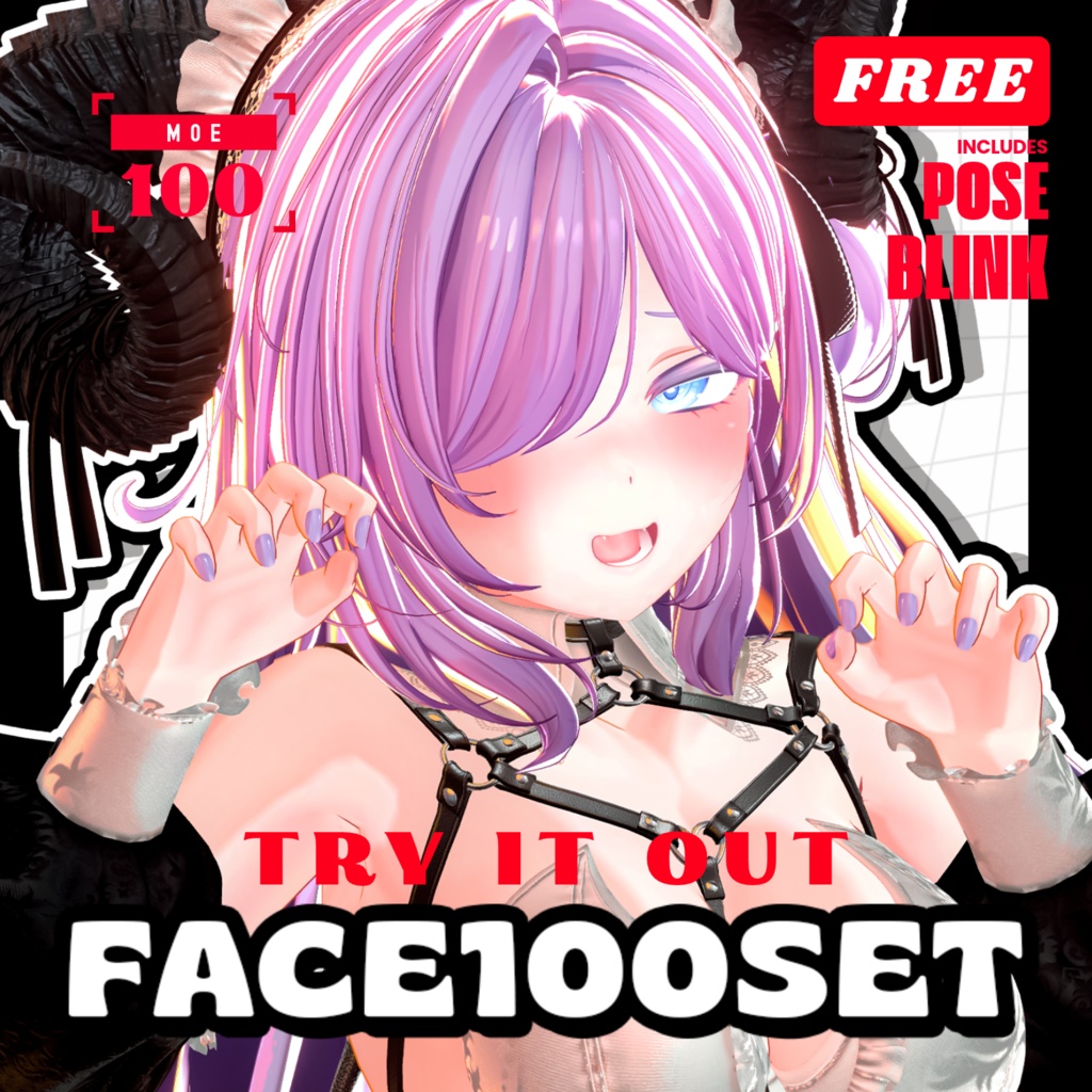 💟【 FREE - 無料 】✦✦ Moe100FACE⁺POSE⁺まばたきアニメーション