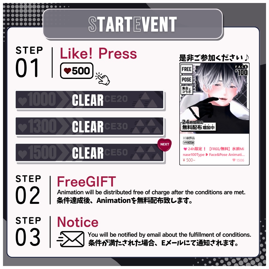 💗【FREE/無料】Minase100Type❥動くまばたきFace&PoseAnimations ⌖ ݁˚