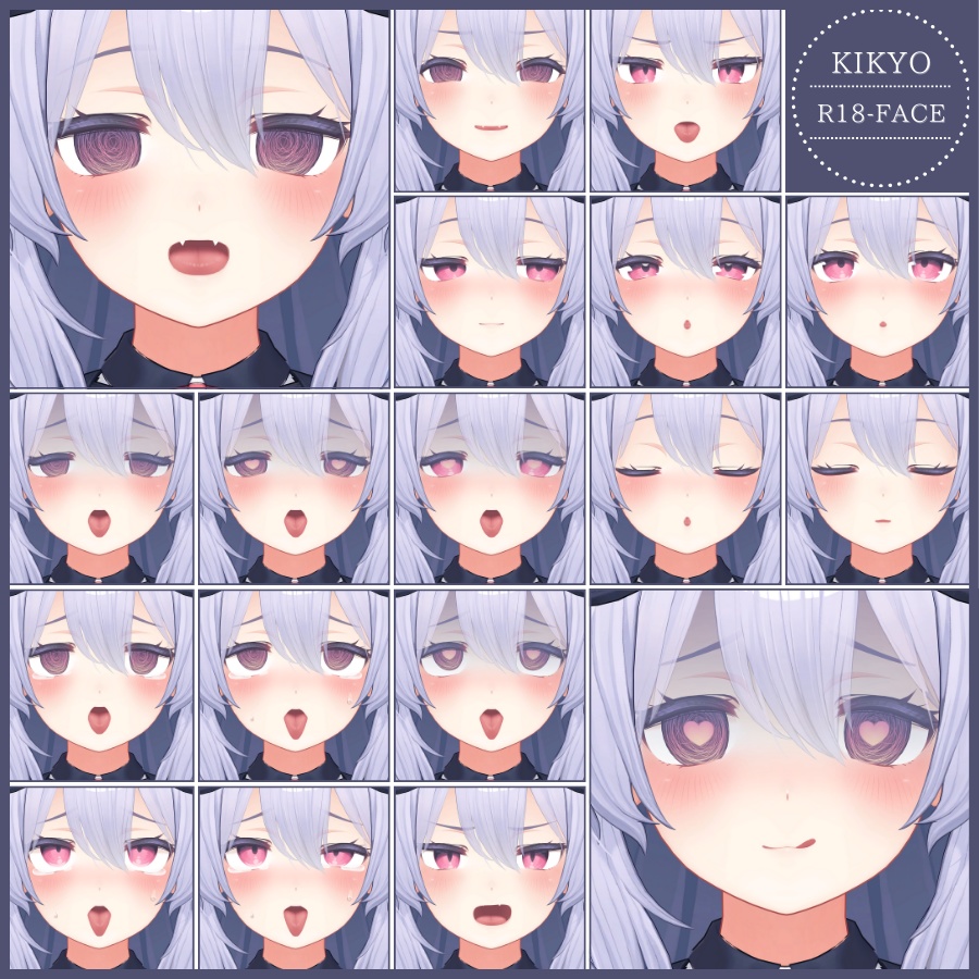 💗【FREE/無料】Kikyo100Type❥動くまばたきFace&PoseAnimations ⌖ ݁˚