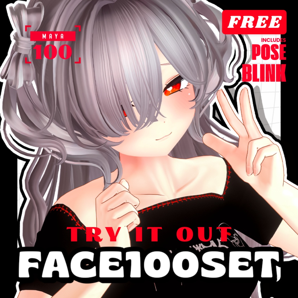 💟10.20更新【 FREE - 無料 】✦✦ Maya100FACE⁺POSE⁺まばたきアニメーション