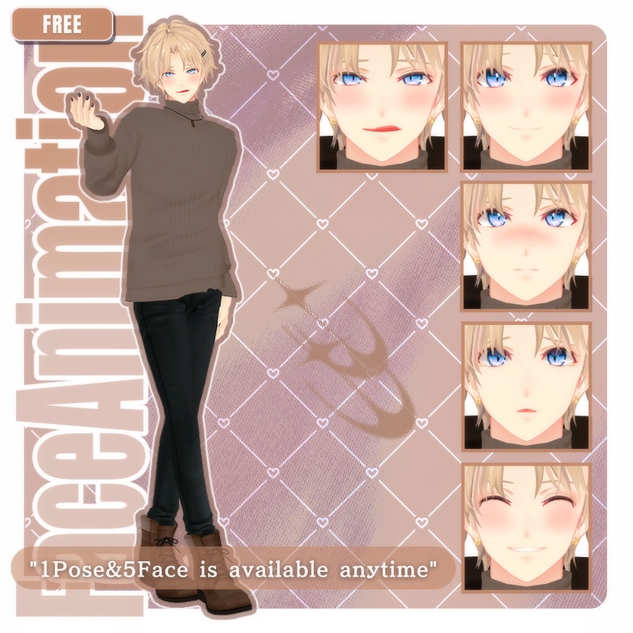 💗【FREE/無料】Lio&Sakuya&Jack110Type❥動くまばたきFace&PoseAnimations ⌖ ݁˚