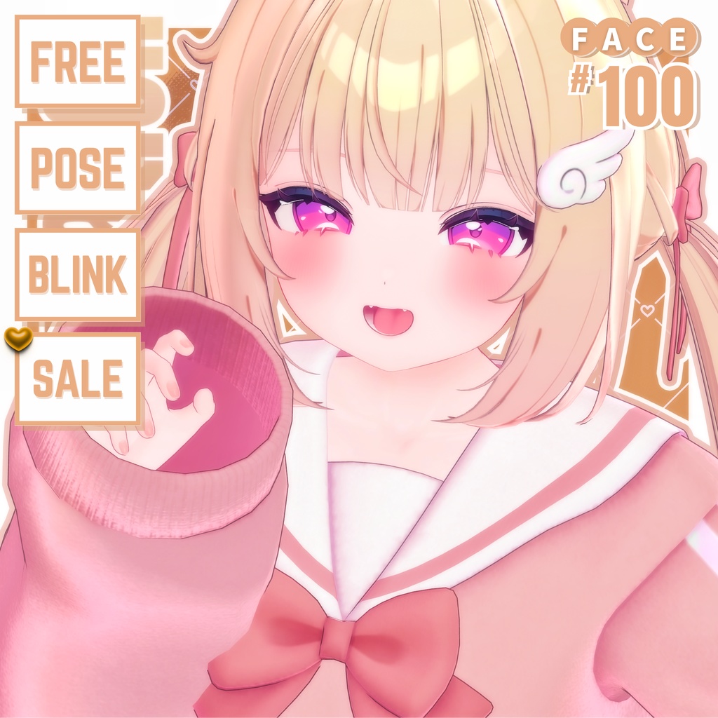 💗【FREE/無料】Chiffon100Type❥動くまばたきFace&PoseAnimations ⌖ ݁˚