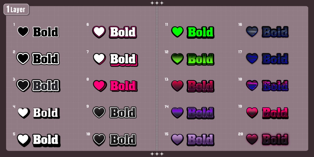 💗【FREE/商用OK】+500StylePack❥文字装飾レイヤースタイル