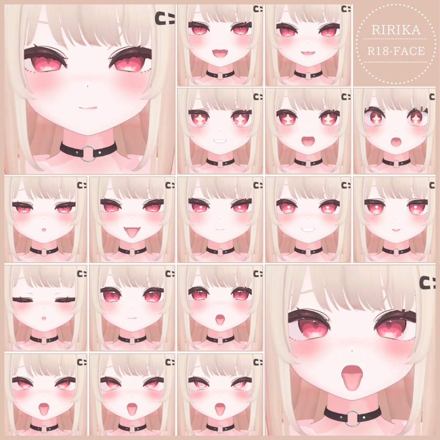 💗【FREE/無料】Ririka100Type❥動くまばたきFace&PoseAnimations ⌖ ݁˚