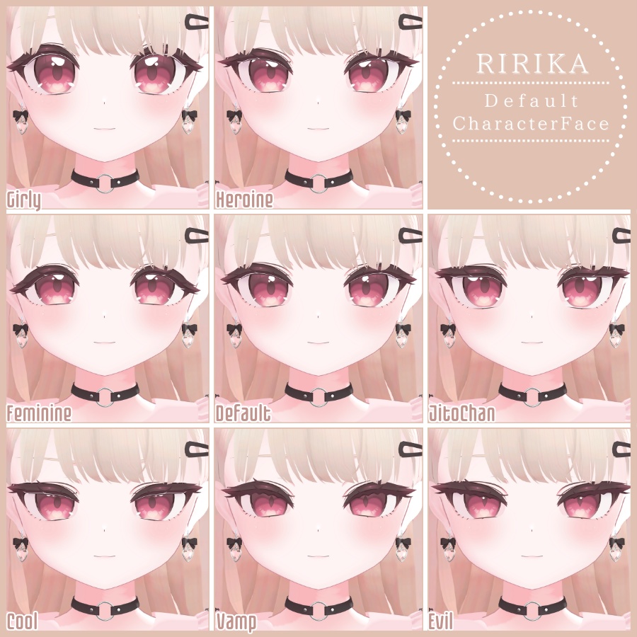 💗【FREE/無料】Ririka100Type❥動くまばたきFace&PoseAnimations ⌖ ݁˚