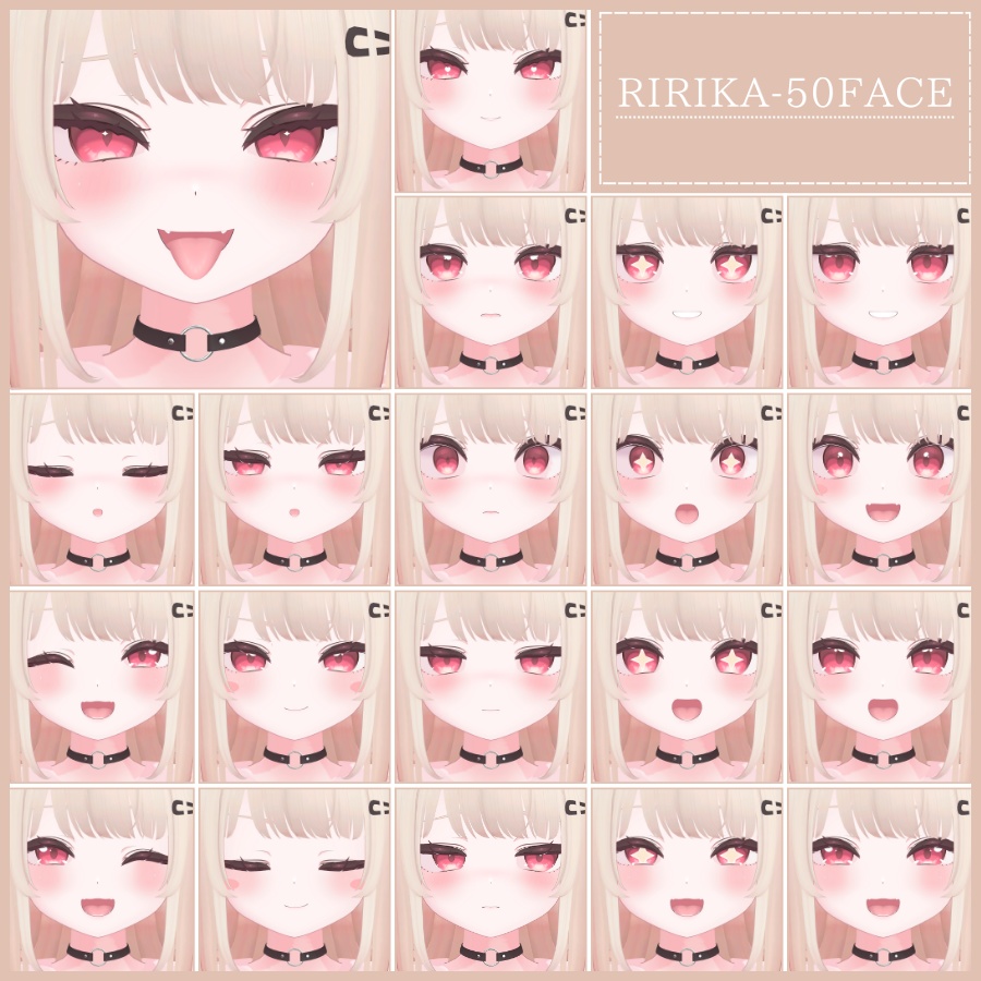 💗【FREE/無料】Ririka100Type❥動くまばたきFace&PoseAnimations ⌖ ݁˚