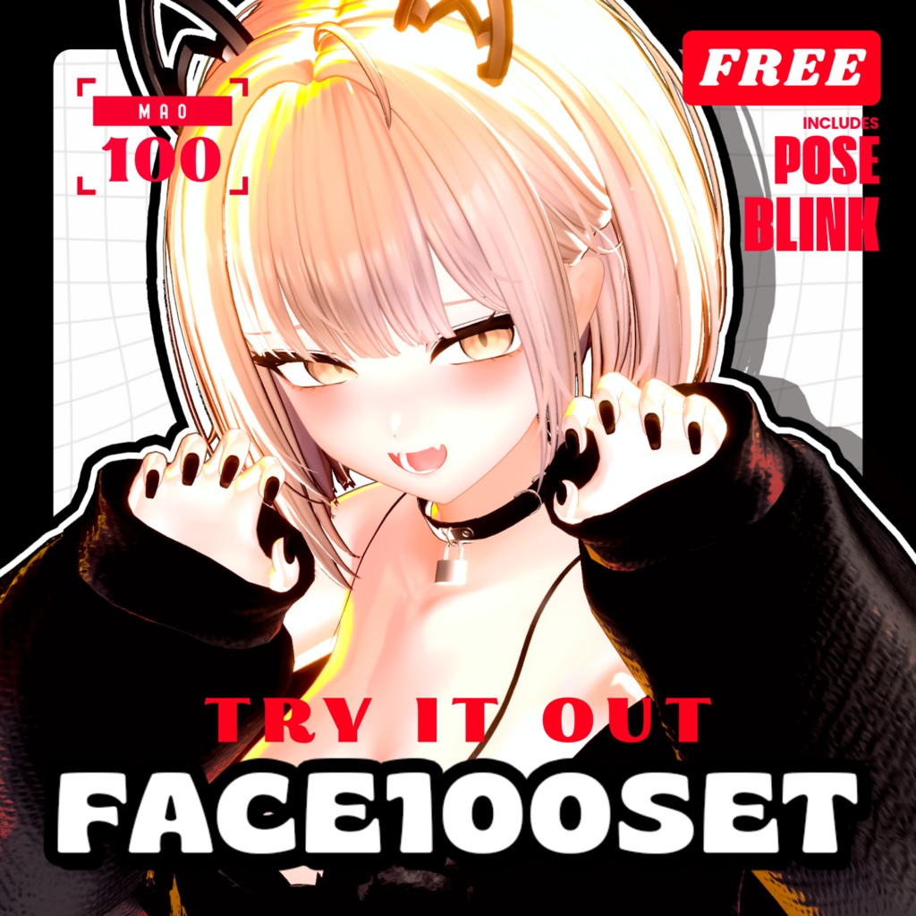 💟10.28更新【 FREE - 無料 】✦✦ Mao100FACE⁺POSE⁺まばたきアニメーション