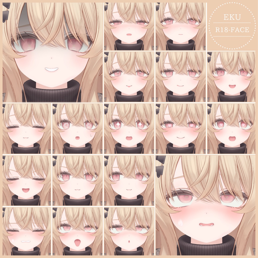 💗【FREE/無料】Eku100Type❥動くまばたきFace&PoseAnimations ⌖ ݁˚