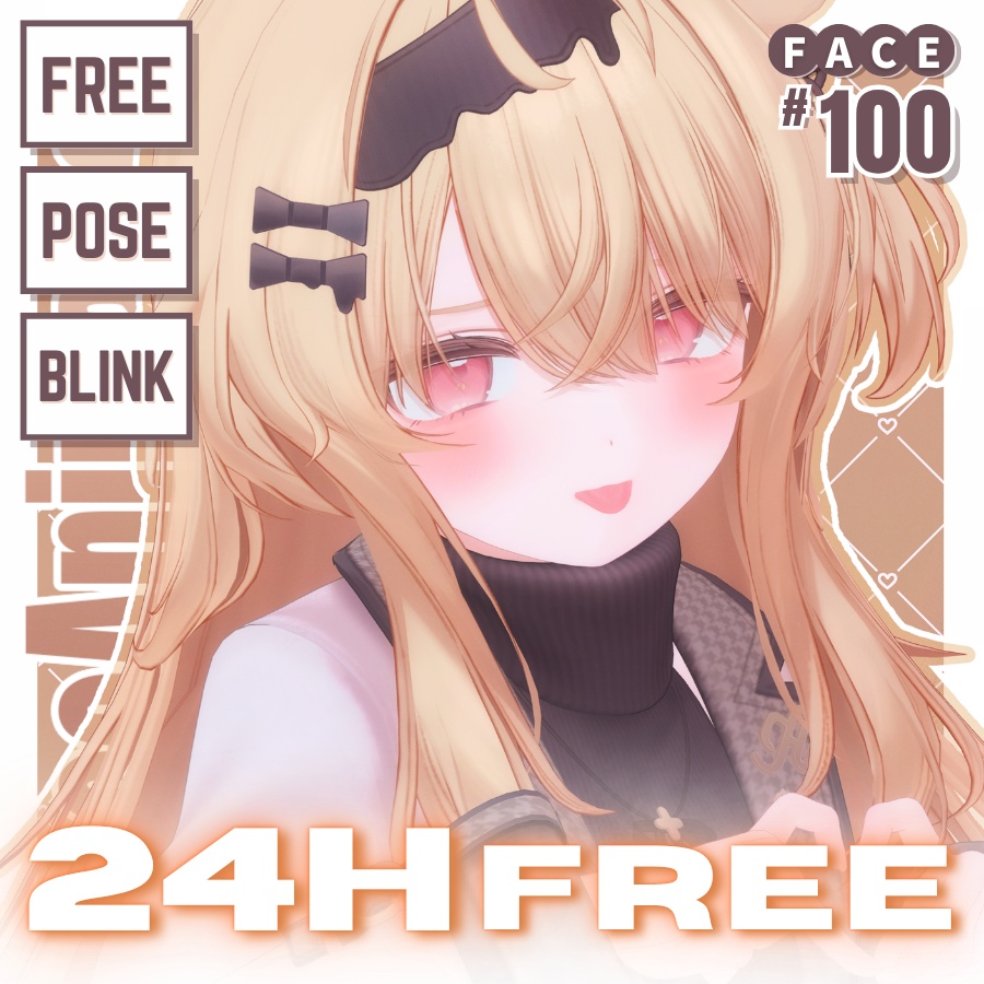 ⏰️24h 50FREE⏰️【FREE/無料】Eku100Type❥動くまばたきFace&PoseAnimations ⌖ ݁˚