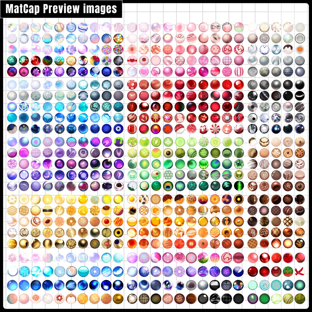 🌕48h無料配布増加&SALE🌕【FREE/商用CC0】手描き⁺500 Liltoon MatCap-Vol.2