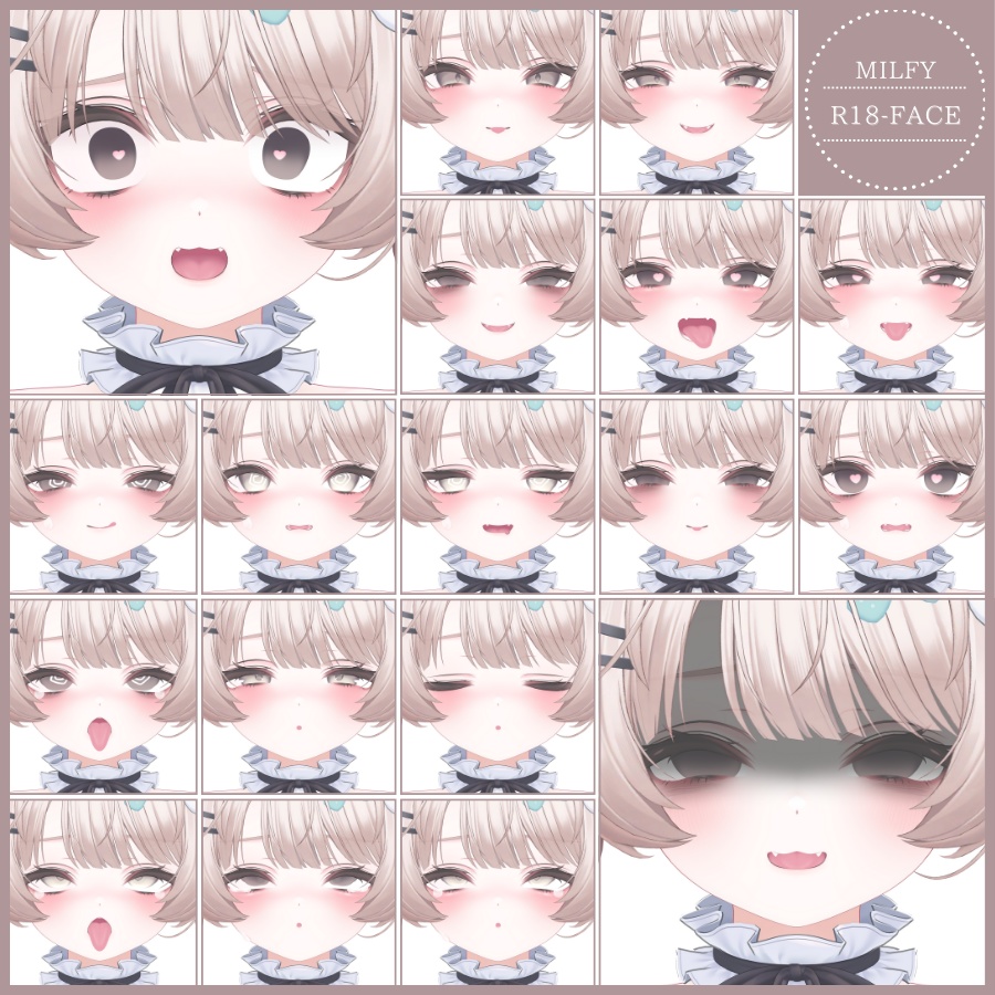 💗24h限定無料増加中💗【FREE/無料】Milfy100Type❥動くまばたきFace&PoseAnimations ⌖ ݁˚