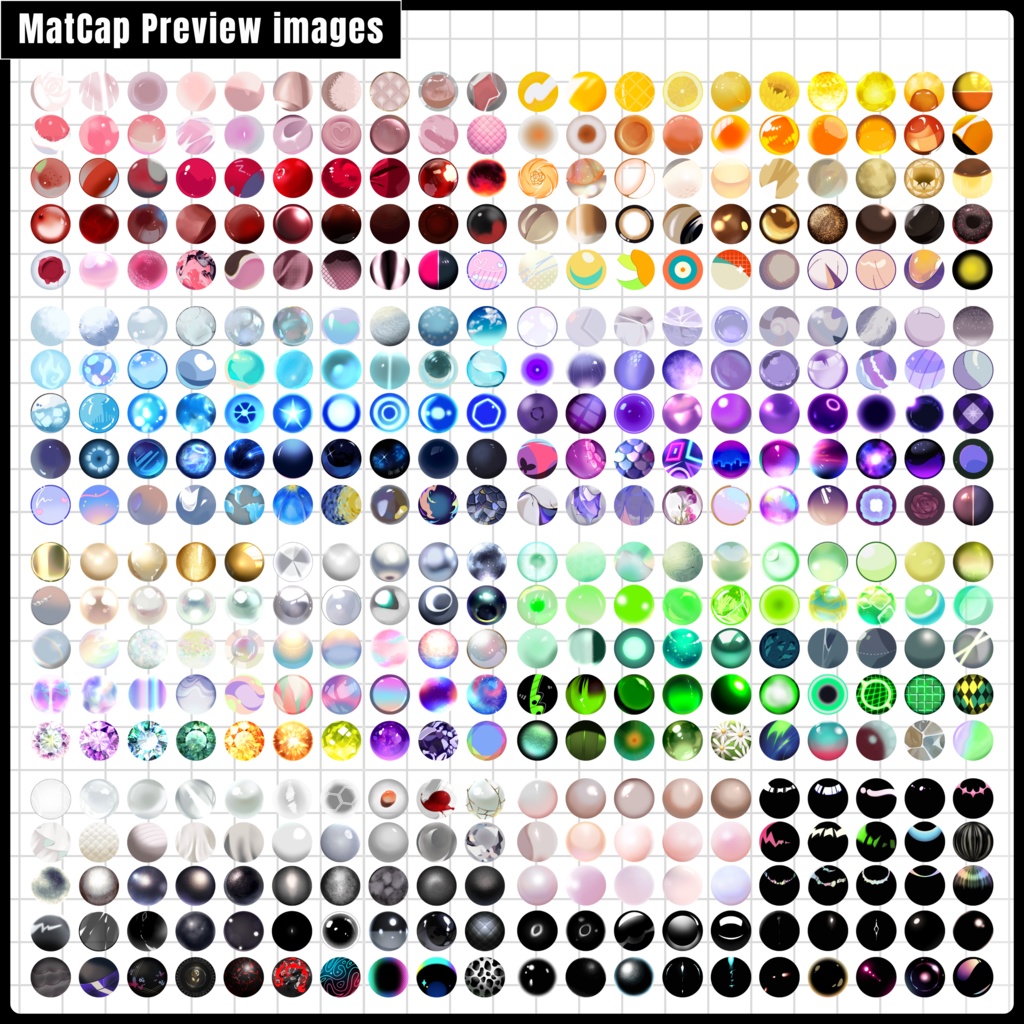 🌕24h無料配布増加&SALE🌕【FREE/商用CC0】手描き⁺500 Liltoon MatCap