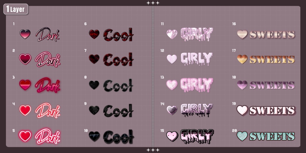 💗72h限定FREE&SALE【FREE/商用OK】+500StylePack❥文字装飾レイヤースタイル
