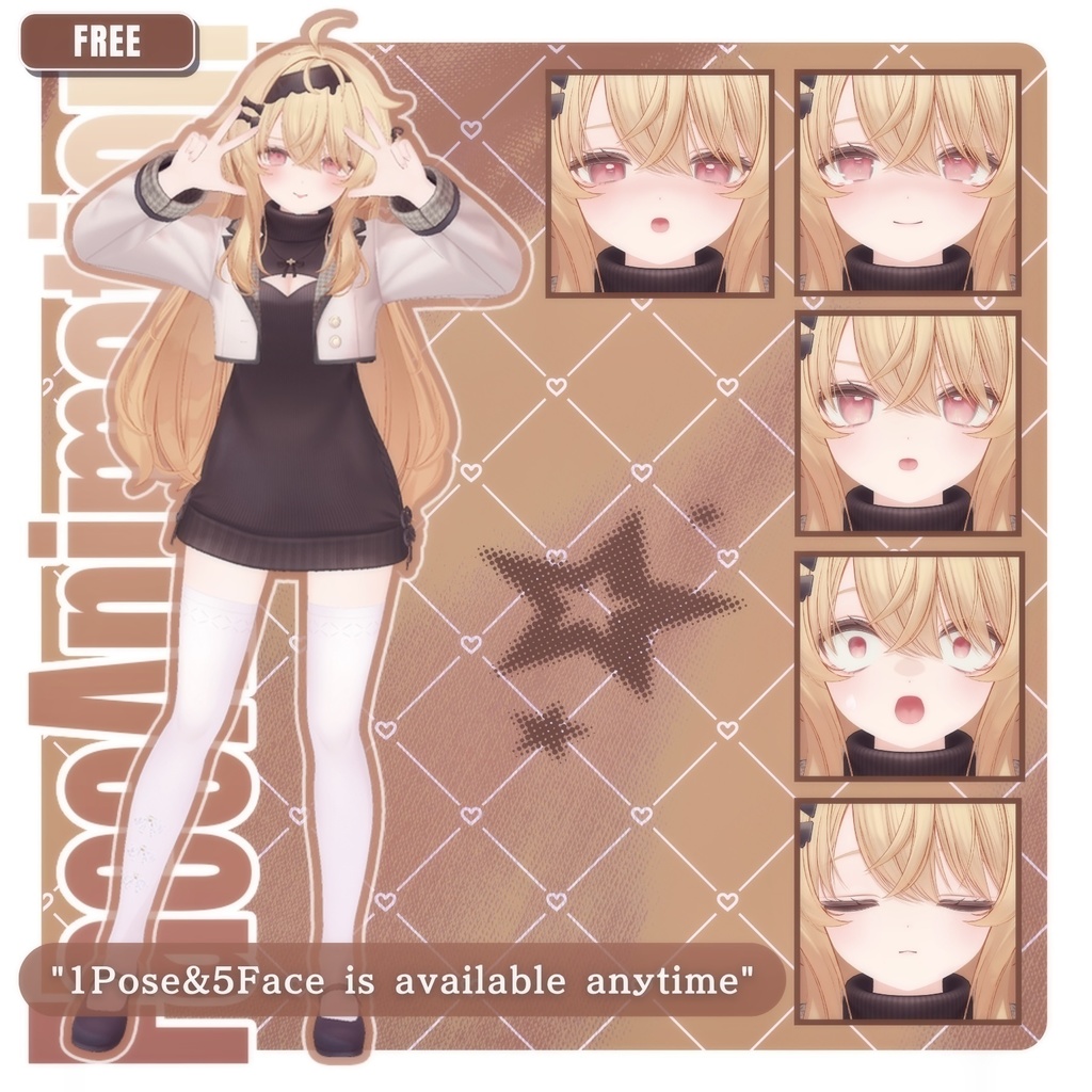 🎁24h限定FREE🎁【FREE/無料】Eku100Type❥動くまばたきFace&PoseAnimations ⌖ ݁˚