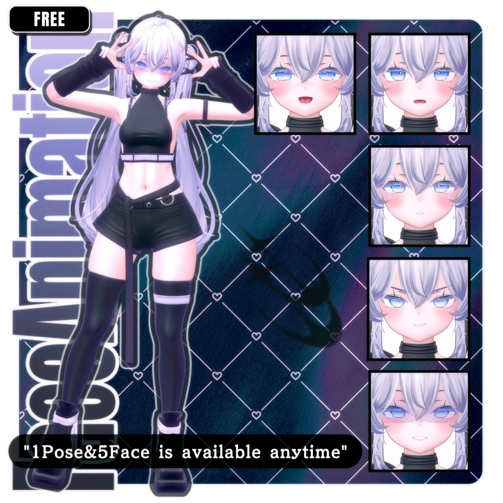 ⏰️24h 50FREE⏰️【FREE/無料】Sio100Type❥動くまばたきFace&PoseAnimations ⌖ ݁˚