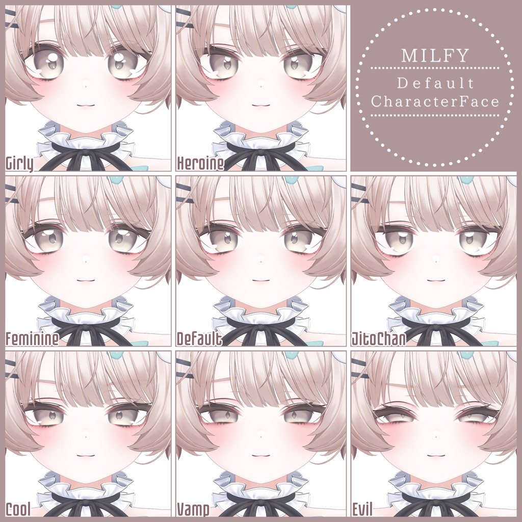 ⏰️24h 50FREE⏰️【FREE/無料】Milfy100Type❥動くまばたきFace&PoseAnimations ⌖ ݁˚