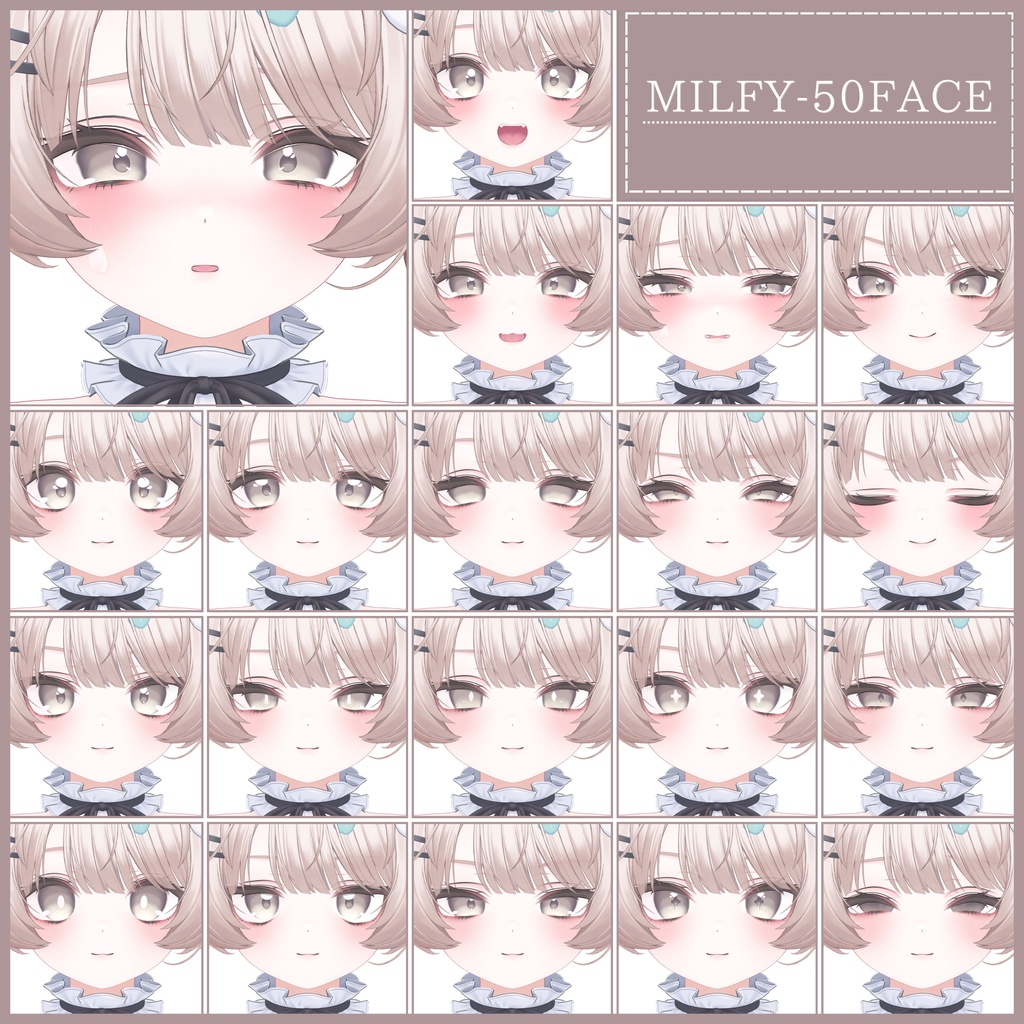 ⏰️24h 50FREE⏰️【FREE/無料】Milfy100Type❥動くまばたきFace&PoseAnimations ⌖ ݁˚