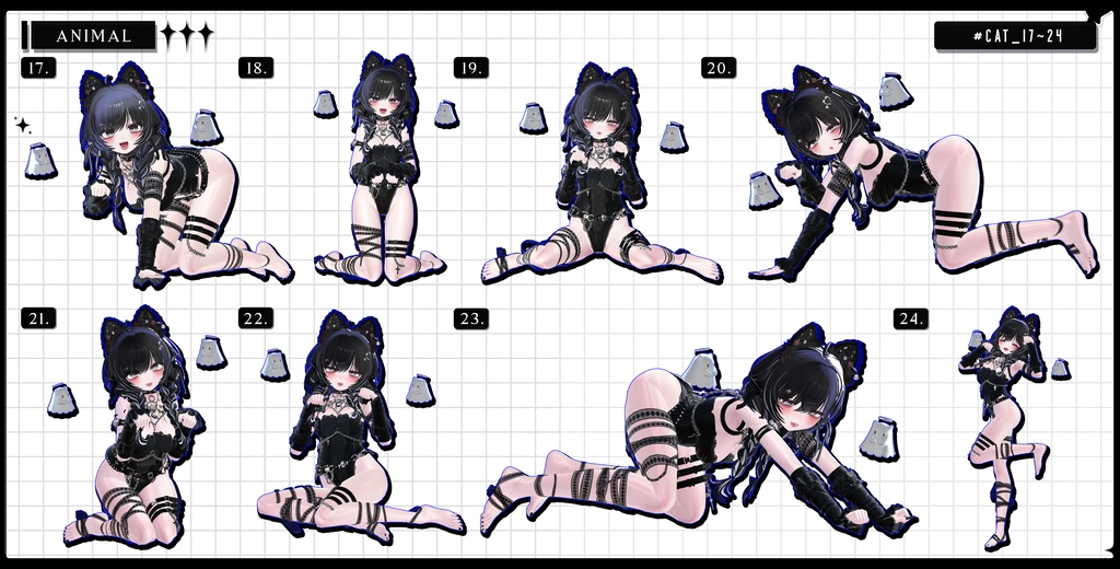 🧿【FREE/商用OK】撮影向けPoseAnimation ❮ ANIMAL_100pose-Vol.2 ❯