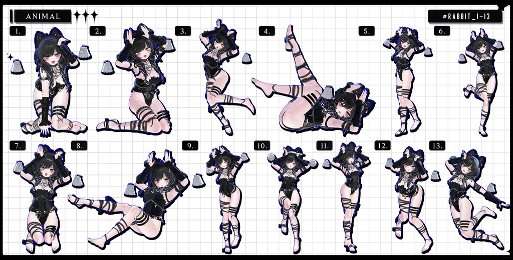 🧿【FREE/商用OK】撮影向けPoseAnimation ❮ ANIMAL_100pose-Vol.2 ❯