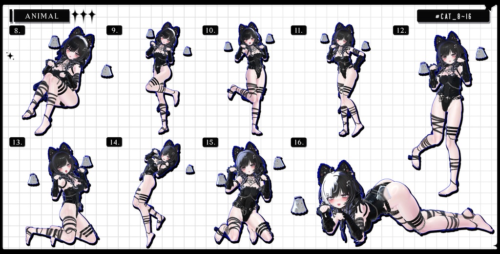 🧿【FREE/商用OK】撮影向けPoseAnimation ❮ ANIMAL_100pose-Vol.2 ❯
