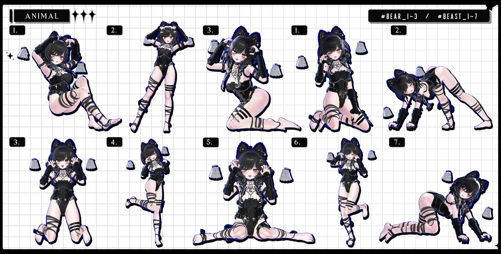 🧿【FREE/商用OK】撮影向けPoseAnimation ❮ ANIMAL_100pose-Vol.2 ❯
