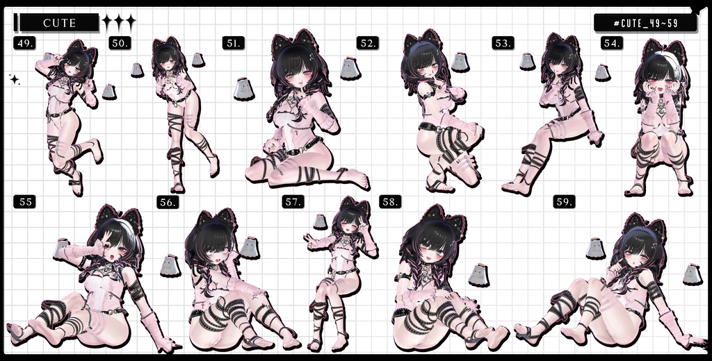 🧿【FREE/商用OK】撮影向けPoseAnimation ❮ CUTE_100pose-Vol.2 ❯