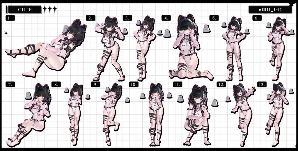 🧿【FREE/商用OK】撮影向けPoseAnimation ❮ CUTE_100pose-Vol.2 ❯