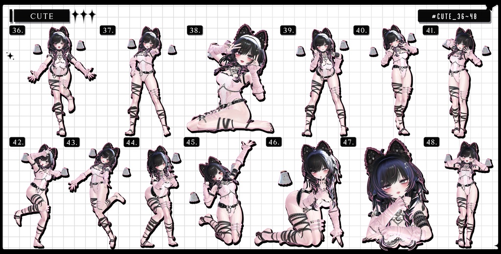 🧿【FREE/商用OK】撮影向けPoseAnimation ❮ CUTE_100pose-Vol.2 ❯