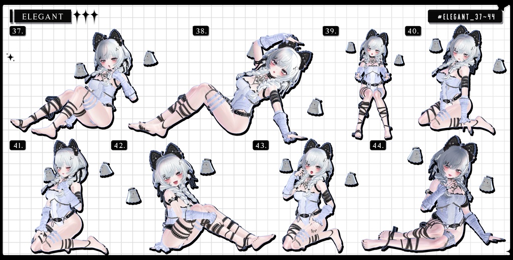 🧿【FREE/商用OK】撮影向けPoseAnimation ❮ ELEGANT_100pose-Vol.2 ❯