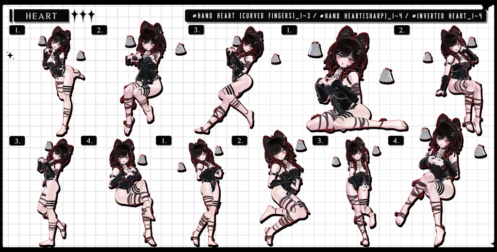 🧿【FREE/商用OK】撮影向けPoseAnimation ❮ HEART_100pose-Vol.2 ❯