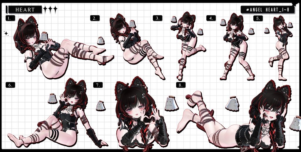 🧿【FREE/商用OK】撮影向けPoseAnimation ❮ HEART_100pose-Vol.2 ❯