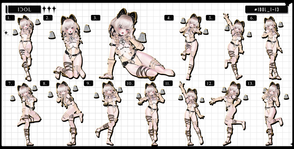 🧿【FREE/商用OK】撮影向けPoseAnimation ❮ IDOL_100pose-Vol.2 ❯