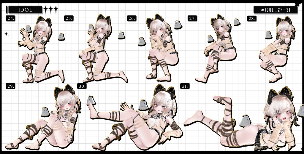 🧿【FREE/商用OK】撮影向けPoseAnimation ❮ IDOL_100pose-Vol.2 ❯