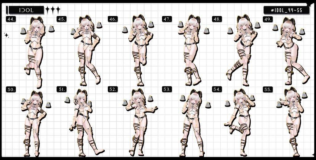 🧿【FREE/商用OK】撮影向けPoseAnimation ❮ IDOL_100pose-Vol.2 ❯