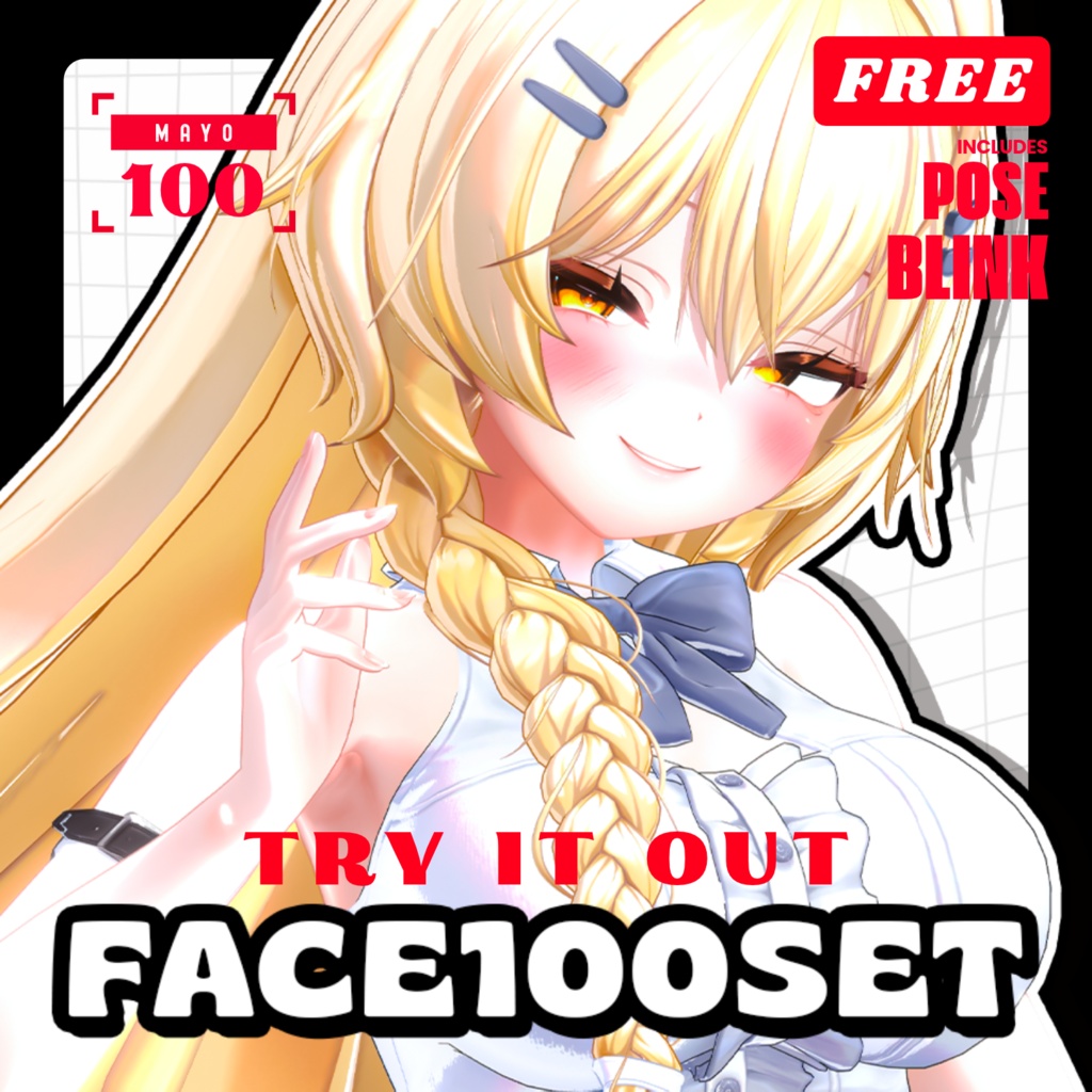 💟10.20更新【 FREE - 無料 】✦✦ Mayo100FACE⁺POSE⁺まばたきアニメーション