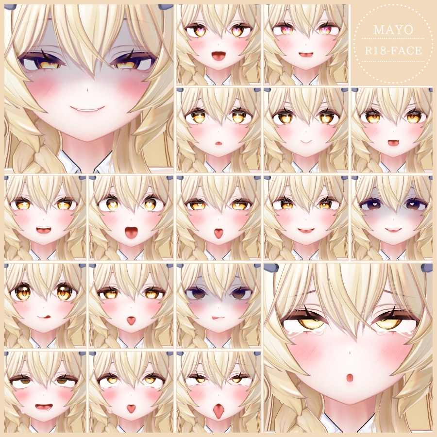 ⏰️【48h 20FREE】⏰️【~4/19SALE】Mayo100Type❥動くまばたきFace&PoseAnimations ⌖ ݁˚