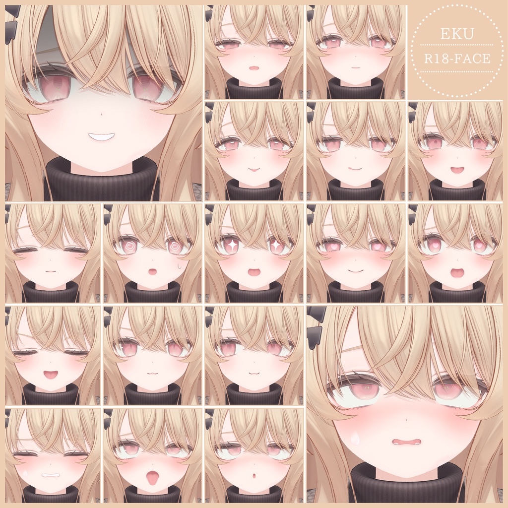 ⏰️24h 50FREE⏰️【FREE/無料】Eku100Type❥動くまばたきFace&PoseAnimations ⌖ ݁˚