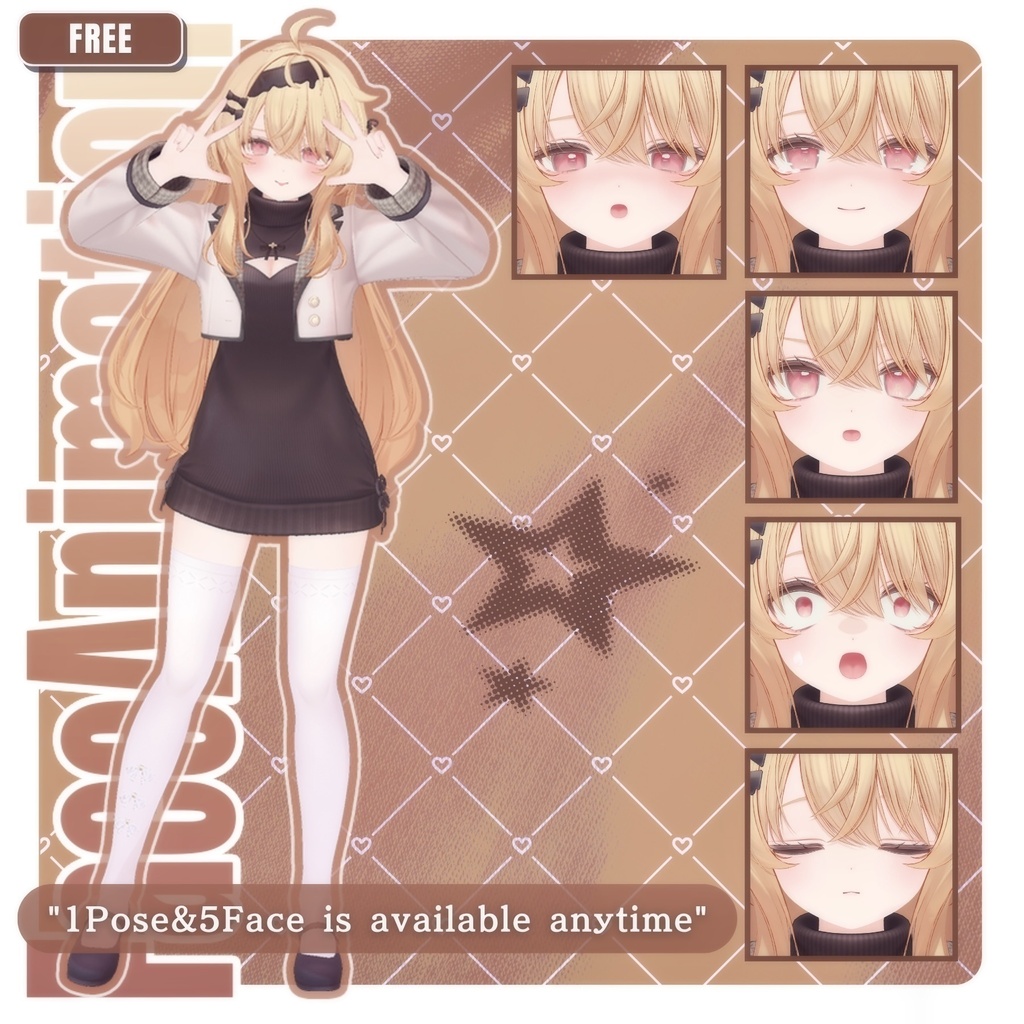 ⏰️24h 50FREE⏰️【FREE/無料】Eku100Type❥動くまばたきFace&PoseAnimations ⌖ ݁˚