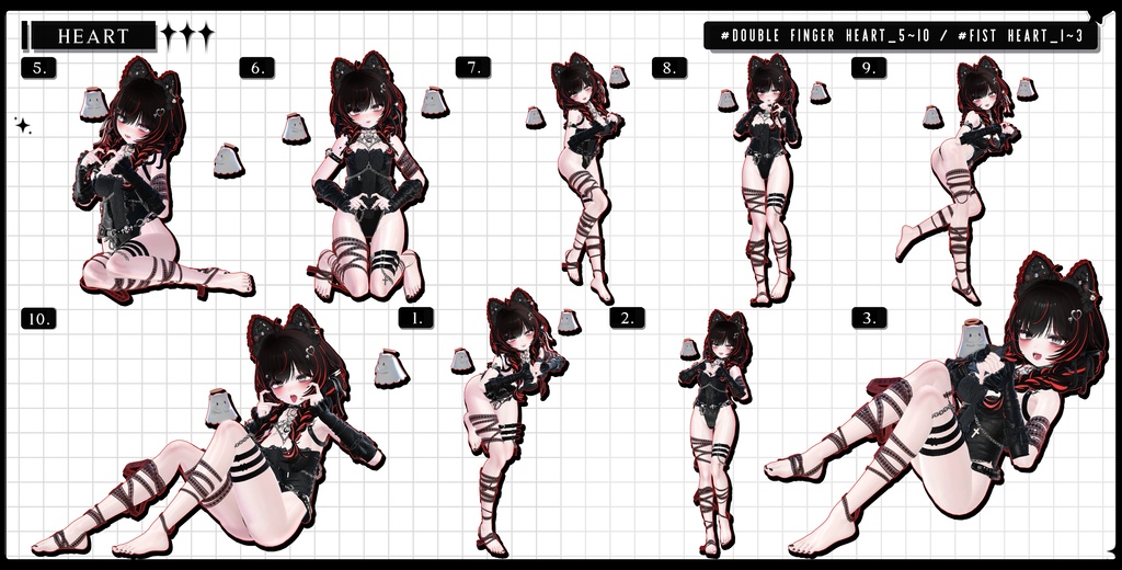 🧿72h10POSEGIFT&~6.11SALE🧿【FREE/商用OK】撮影向けPoseAnimation ❮ ⁺500-Vol.2 ❯