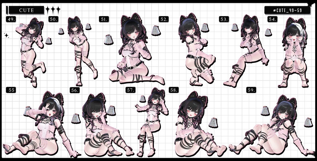 🧿72h10POSEGIFT&~6.11SALE🧿【FREE/商用OK】撮影向けPoseAnimation ❮ ⁺500-Vol.2 ❯